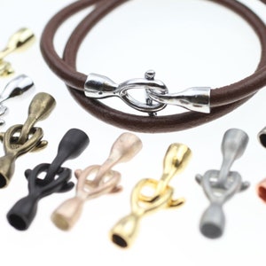 10 Set Antique Silver Zamak Bracelet Clasps: 5mm Leather Connectors - zm838
