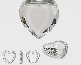 Colgante de corazón de cristal Swarovski: Charm facetado de 18 mm, fabricación de joyas