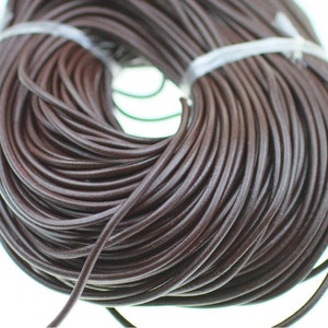 1 m Brown Leather Cord Lace 2 mm Round, Strap Round Leather, Genuine Round Leather Cords For Jewelry Making, 17707