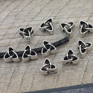 10 Keltische knoopkralen, Ierse triquetra-knoopkralen, Keltische driehoek armbandbedel, Perzische en Lycische kralen, zilveren schuifkralen, ZM379as