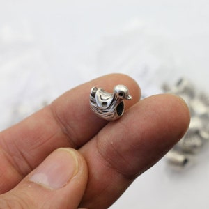 10 Duck Slider Beads, Spacer Beads, Duck Charms, Zamak Beads, Duck Bracelet Beads, Antique Silver Duck, High Quality, Wholesale Beads, ZM348