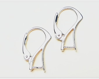 925 Sterling Silver Leverback Earring Hooks 18x11.8mm, Silver Earring Findings for Jewelry Making, DIY Leverback Ear Wires - S20439
