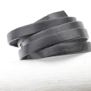1m. 10x2mm Black Leather Cord  – Handmade Edge Genuine Leather, Ideal for Bracelet & Craft Projects, 10x2-Lthr
