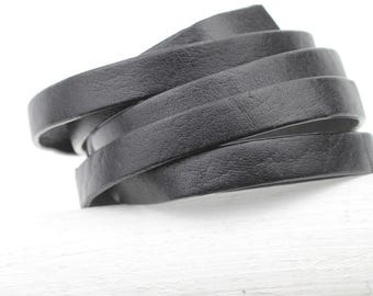 Cordón de cuero negro de 10 x 2 mm: Suministro artesanal para pulseras con borde hecho a mano