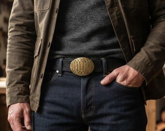 Crocodile Belt Buckle Antique Bronze Oval Western Rustic Reptile Pattern Boho Metal Belt Hardware - GS320