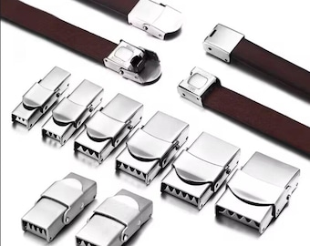 1pcs Stainless Steel Clasp Lock: 5mm, 10mm, 12mm Leather Bracelet Finding