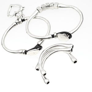 5 connettori per tubi curvi per cordini in pelle rotondi, pezzo di braccialetto a forma di cilindro cavo a mezzaluna, componente per la creazione di gioielli per braccialetti fai da te, ZM651