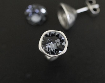 8 mm Swarovski Chaton örhängesfattningar: Försilvrad gör-det-själv-smyckesbas - F10