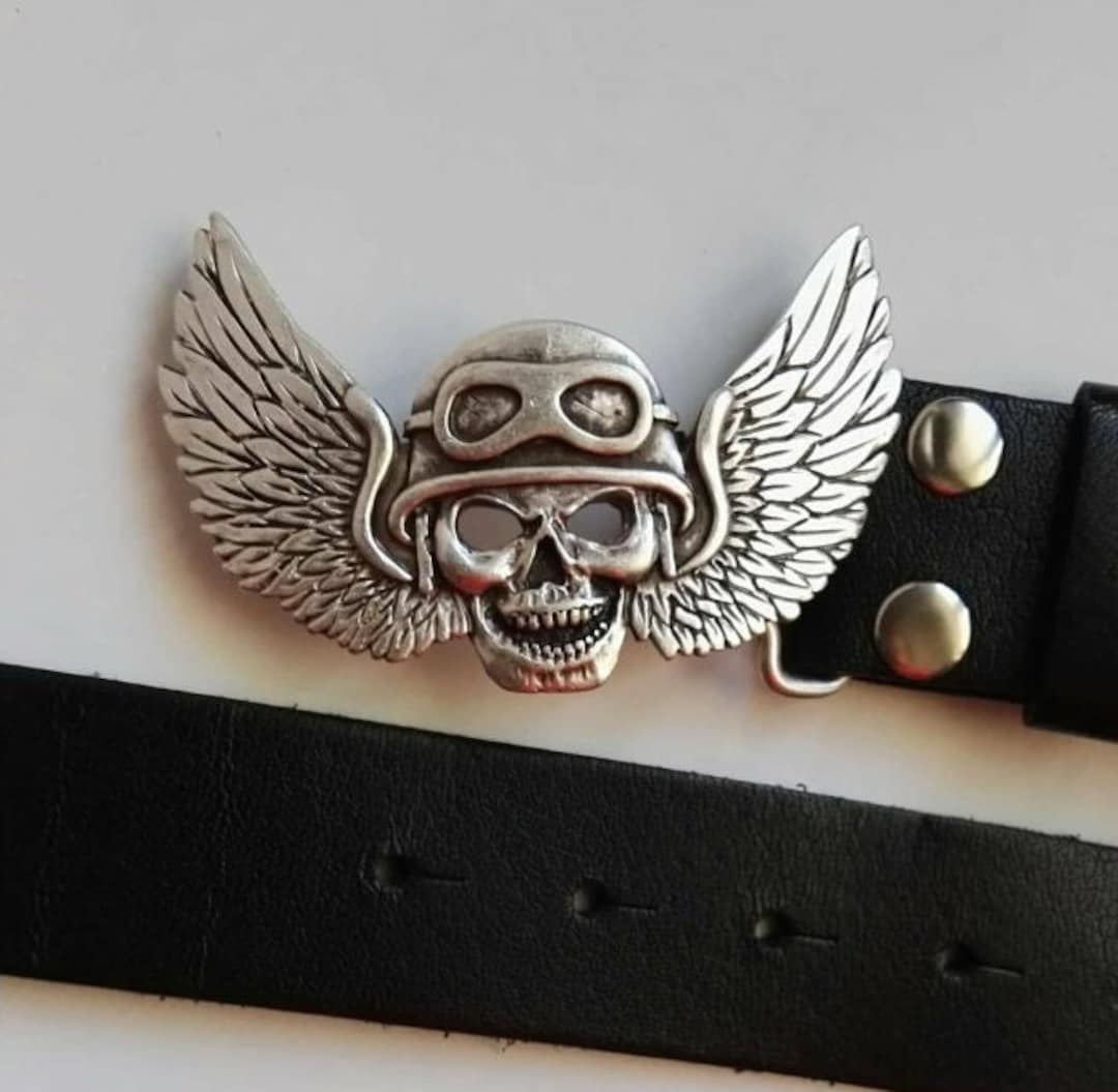 Skull Belt Buckle For Men - Gothic Punk Skeleton Design, Silver Plated, Fits 1.5” Belts