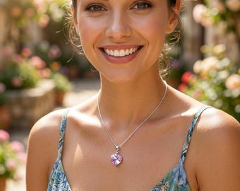 Colar com pingente de coração em cristal Swarovski, colar minimalista, joia para o dia a dia, presente artesanal para ela - 6228-10 mm Kette