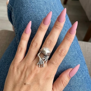 Anillo de rana, anillo de rana plateado ajustable, anillo con diseño de animal, joyería de sapo, anillo inspirado en la naturaleza, regalo hecho a mano para mujer, R161