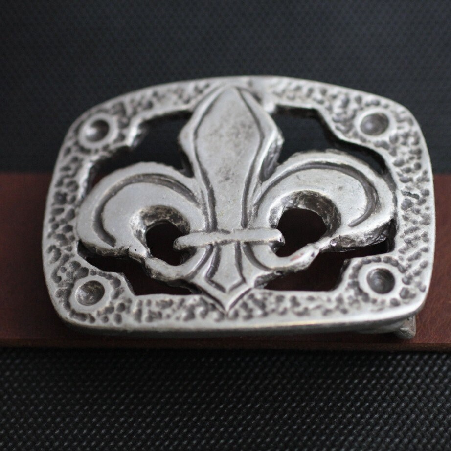 VTG Silver Fleur-de-Lis Belt Chrome Hearts Fleur De Lis Leather Belt Buckle – Justin Reed main image 3
