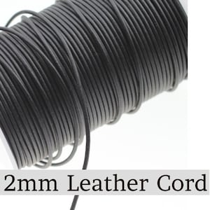 1 m Black Leather Cord Lace 2 mm Round, Strap Round Leather, Genuine Round Leather Cords For Jewelry Making, 17716