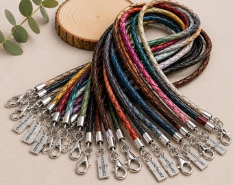 Braided Leather Necklace Cord, Leather Pendant Necklace, Leather Cord Necklace, Adjustable Leather Chain, Gift For Men Women - LK192-50