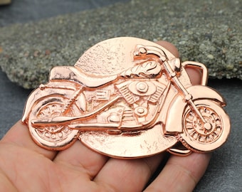 Rose Gold Motorcycle Belt Buckle: Biker Rider Accessory - GS256rg