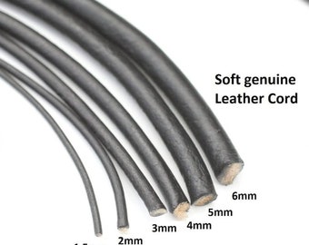 Black Leather Cord: 100% Cow Leather, Jewelry Making Supplies