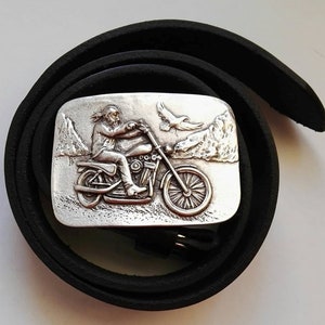 Motorcycle Rider Belt Buckle, Biker Belt Buckle, Harley Style Buckle, Hells Angels Buckle, Vintage Rider Belt Buckle GS254