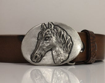 小物 silver horses leather belt Genuine Leather Belt Horse Buckle Sterling Silver 925 - SunnyArmenia