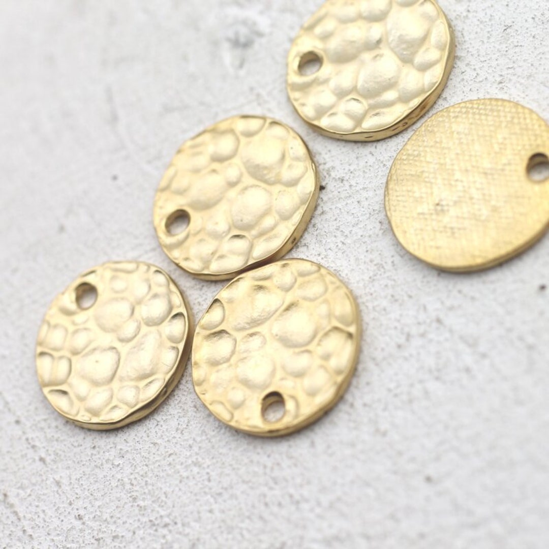 5pcs Hammered Surface Round Charms Pendants 21mm, Double