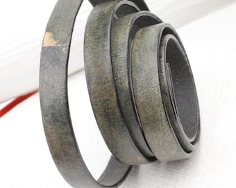 1m Antique Grey Leather Cord: Handmade Edge Painted Bracelet Craft Supply