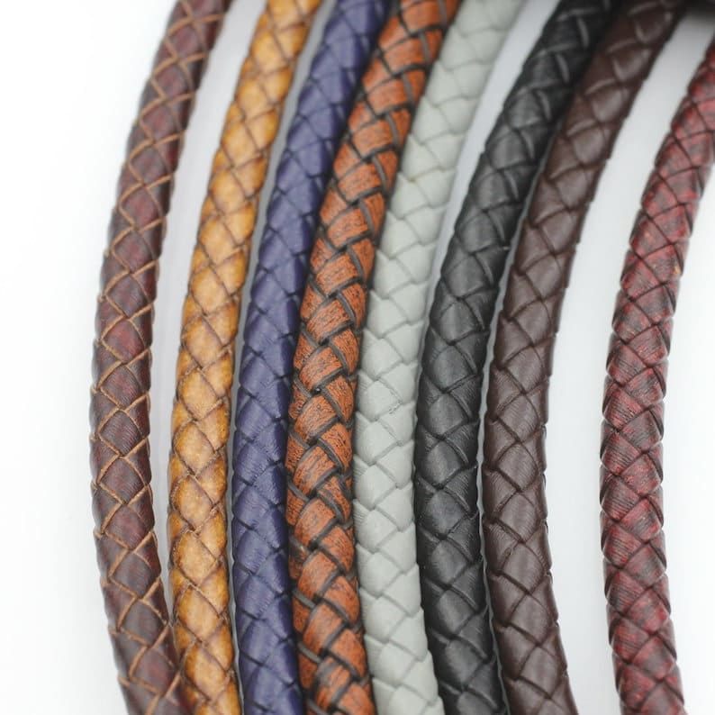 6mm Braided Leather Bolo Cord: Distressed Leather Strap, Bracelet…