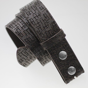 Premium Interchangeable Leather Snap Belt Strap, Genuine Full Grain Leather, Buckles Soft and Thick 1.5 inch, Gift for Him, 0353 Brown