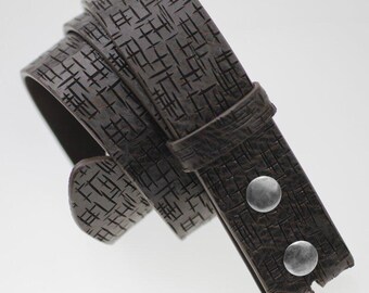 Correa de cinturón de cuero marrón, cuero genuino texturizado, cinturón de repuesto sin hebilla, cinturón con cierre a presión para hebillas intercambiables, 3,8 cm (1,5 pulgadas) 353 Marrón