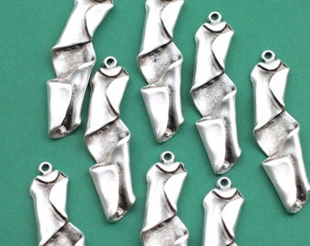 5 pendentifs abstraits en argent : breloques en métal pliées, articles de bijouterie DIY - zme182