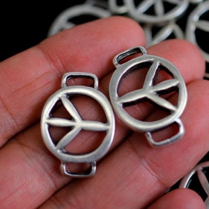 5 Stück Silber Frieden Stecker, Friedenssymbol Charme, Lederarmband Stecker, Armband machen Lieferungen, Großhandel Schmuck ZM197