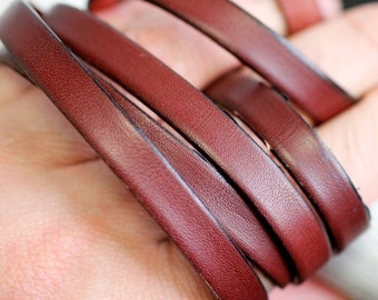 Red Brown Flat Leather Cord: 10mm Jewelry Making Supply