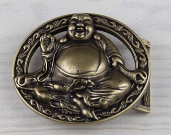 Antique Bronze Buddha Belt Buckle Meditation Zen Spiritual Accessory Mens Gift Vintage Style Feng Shui Yoga Belt Buckle - GS02ab