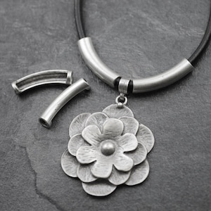1 Curved Tube Beads, Metal Tube, Half Opened, Silver Plated Tube Beads, Noodle Tube, Necklace Connector, DIY Jewelry Making ZM1111as