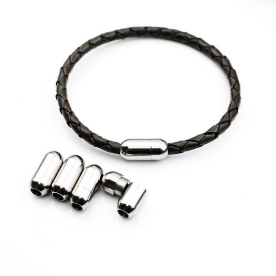 Stainless Steel Magnetic Clasp: 4mm Leather Cord Bracelet