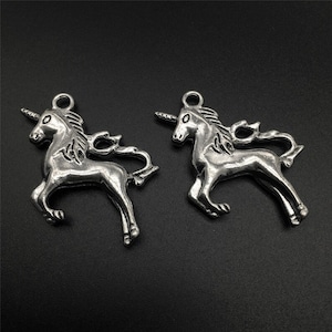10 pcs Silver Unicorn Charms, Unicorn Pendants, Horse Charms for Necklace, Bracelet Jewelry Supply, Wholesale Charms, ZM552as