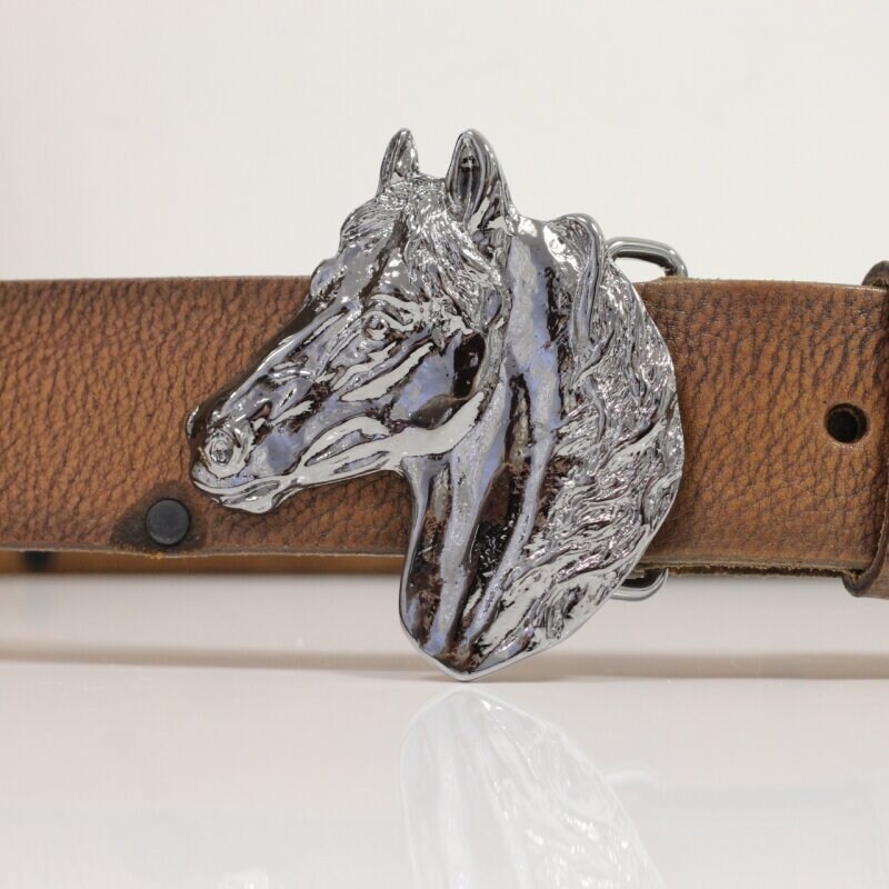 Vintage Carlos Falchi horse head leather belt horse lovers cowboy ranch Horse head leather belt - Gem main image 4