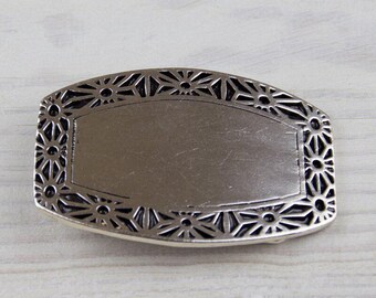 Ornate Filigree Round Belt Buckle Silver Tone Ornate Scrollwork‎ Design Vintage Ornate Filigree Round Belt Buckle Silver Tone Ornate  main image 3