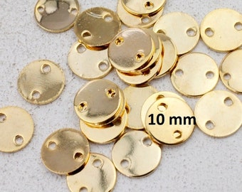 10pcs Gold Round Stamping Tags: Zamak Metal Blanks (10mm) - zm928