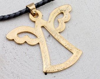 Engelflügel Anhänger Gold: Boho Charm aus Zinn (72 x 70 mm) - P83go