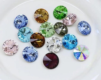 14mm Swarovski Crystal 1122 Rivoli Round Stones Crystals - Various colors in 14 mm sizes, For Jewelry And Accessories Gluing & Setting 1 pcs