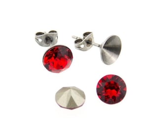 8 mm örhängesfattningar: Försilvrad kupa för Swarovski 1088 kristaller - F19-1-39