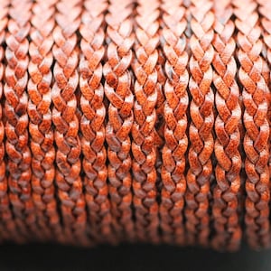 Cherry Brown Braided Leather Cord: 5x2mm Jewelry Making Supply - FL52-Flach geflochten