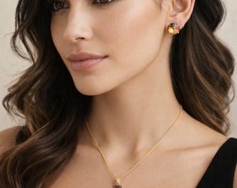 Gold Swarovski Crystal Pendant, Minimal Crystal Necklace, Dainty Gold Jewelry, Elegant Rivoli Necklace, Gift for Women, Handmade FP75-14-sw