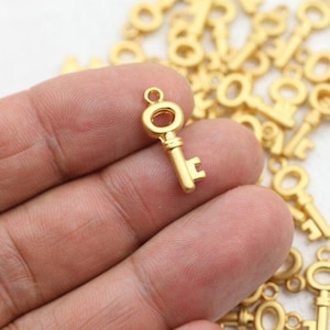 20 Mini Key Charms, Gold Plated Key, Key Charms For Necklace, Key Charms For Earrings, Key Charms For Bracelet, Wholesale ZM75mg
