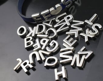 Double Sided Antique Silver Alphabet Letter Beads: ZAMAK Initial Charms - zm970as