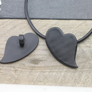Matte Black Heart Pendant Minimal Dark Statement Charm For Unisex Necklace DIY Jewelry Making - P136mb