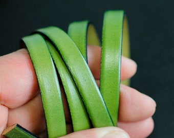 Green Flat Leather Cord: 10mm Jewelry Making Supply