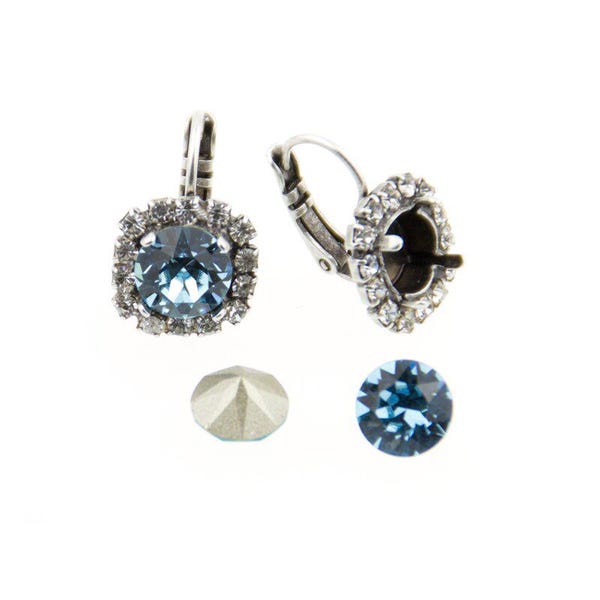 Leverback Earring Setting with Crystal Border for Swarovski Rivoli ss39 (1 Pair) - F157-