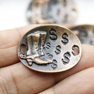 5 Cowboy Boots Bracelet Connector, Wild West Style Bracelet Charm, Bracelet Findings, Bracelet Connectors for Leather Cord,Wholesale ZM246ac