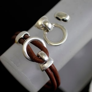 5pcs Antique Silver Hook and Loop Clasps: Leather Cord Bracelet Findings - zm475as