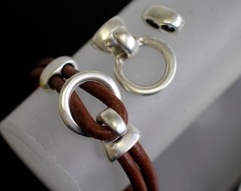5pcs Antique Silver Hook and Loop Clasps: Leather Cord Bracelet Findings - zm475as